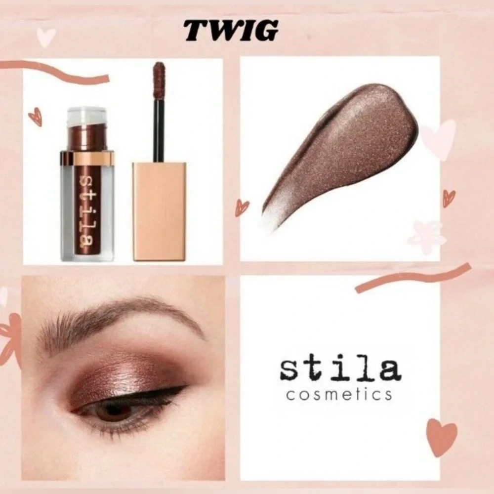Stila Shimmer & Glow Liquid Eyeshadow Twig Metallic Brown Shimmer New in Box